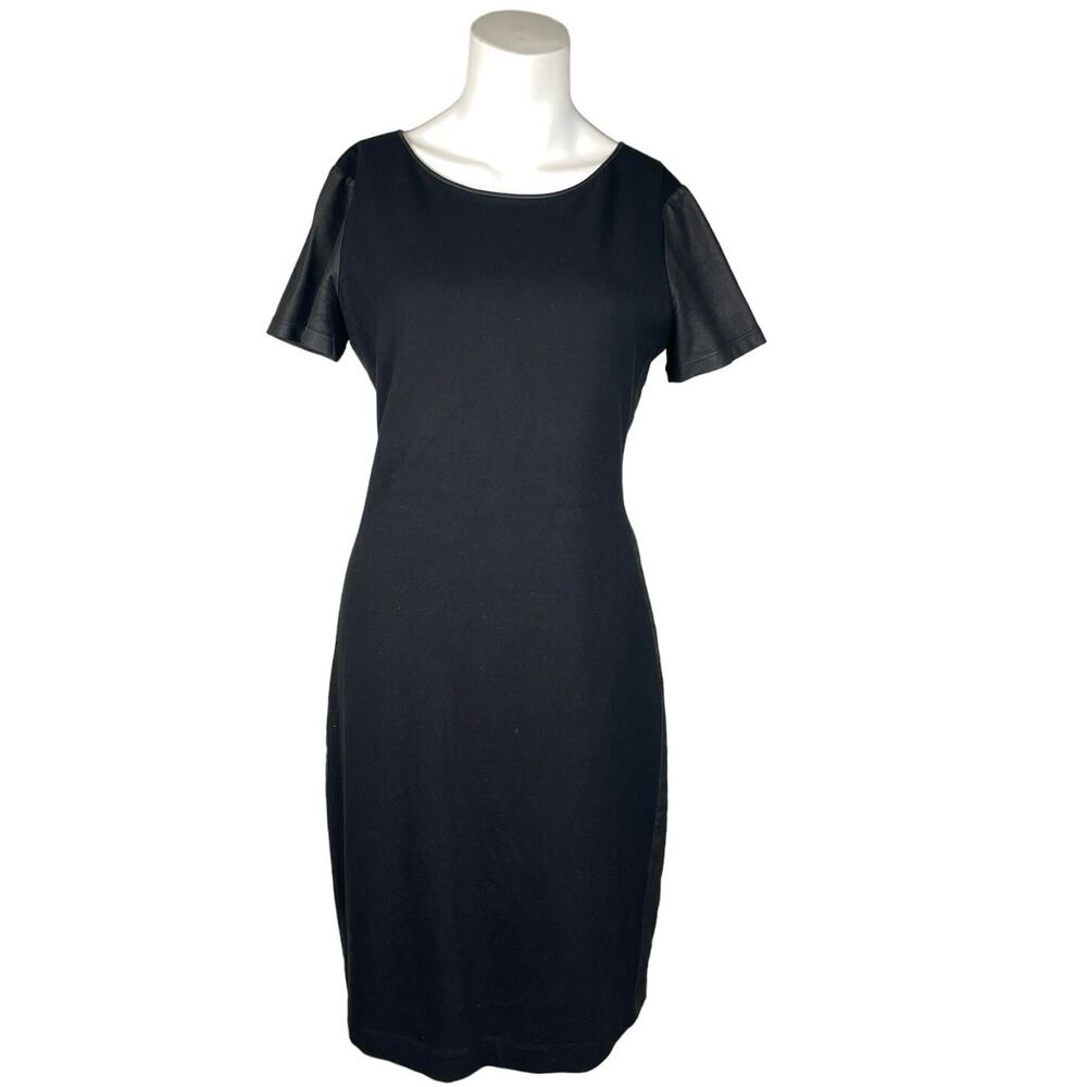 Theory Short Sleeve Leather Dress Black